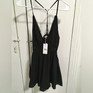 Showpo Black Top with Lace Accent